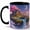Black, variant on Floating Cottage Island 11oz Ceramic Mug, Dreamy Fantasy Coffee Cup
