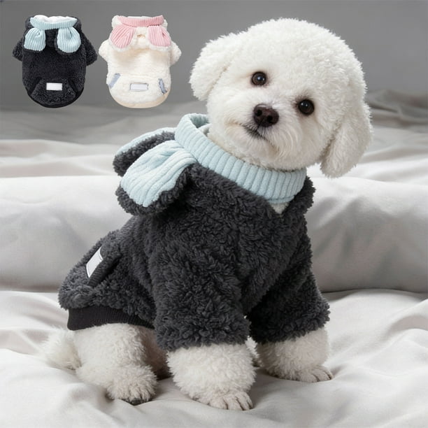 Chaqueta para perros pequeños | Abrigo de invierno para mascotas con diseño de dos patas | Chaleco acolchado y cálido - Resistente al viento, forro de algodón suave - Color blanco y gris | Tallas
