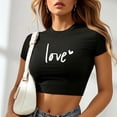 thumbnail image 2 of Plebaso T-Shirts Graphiques Courts pour Femmes Manches Courtes Imprimé Slim Col Rond T-Shirts d'Été Décontractés pour Femmes, 2 of 5