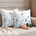 thumbnail image 2 of Turquoise Floral Butterfly Outdoor Waterproof Pillow Covers, Spring Rustic Botanical Flowers Decorative Square Throw Pillowcase Sofa Cushion Sham for Patio/Couch/Chair, 20"x20" 2 Pack, 2 of 8
