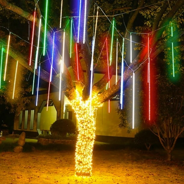 Luz LED de lluvia de meteoritos para exteriores, luz solar para tienda, barra para hornear, base para acampar, luz decorativa de ambiente, luz colgante impermeable de color para árbol