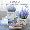 thumbnail image 3 of Butterfly Craze Artificial Lavender Plants in Rustic Wooden Planters - Lifelike, Stunning Faux Silk Purple Flowers Perfect for Elevating Your Patio, Home Décor, or Office (Set of Two), White Wood, 3 of 7
