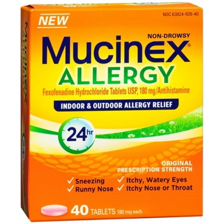 Mucinex Allergy 24 Hour Adult Tablets 40 ea (Pack of 3)