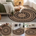 thumbnail image 6 of Round Area Rug 4ft, Abstract Brown Flowers Non-Shedding Washable Area Rug, Retro Mantoro Floral Art Non Slip Low-Profile Circle Rugs for Living Room, Bedroom Dining Room, 6 of 9