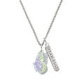thumbnail image 1 of Delight Jewelry Silvertone Large Translucent Purple & Lime Green Flying Butterfly Silvertone Fearless Bar Charm Necklace, 23", 1 of 4