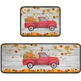thumbnail image 1 of Red Truck Pumpkin Fall Kitchen Rugs Set 2Pcs Non Slip Kitchen Floor Rug and Mat Waterproof Kitchen Runner Rug Comfort Soft Standing Area Mat for Farmhouse Doormat Outdoor Harvest Decor 17"x48"+17"x24", 1 of 5