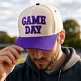 thumbnail image 4 of Game Day 3D Puff Embroidered Baseball Cap, Two Tone Vintage Hat for Women Men Mom, Sports Fan Gift for Football Basketball,Purple, 4 of 4