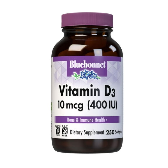 Bluebonnet Vitamin D3 400 IU, Cholecalciferol from Fish Oil, 250 Softgels