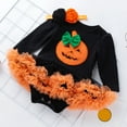 thumbnail image 5 of Newborn Baby Girl Halloween Outfits Long Sleeve Romper Pumpkin Jumpsuit Tulle Skirt, 5 of 9