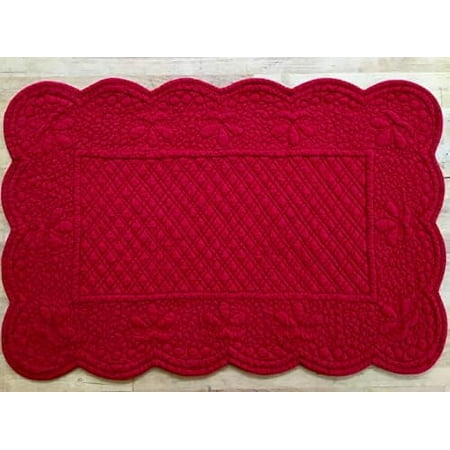

Cotton Quilted Rectangle Placemat in Red| Single Placemat