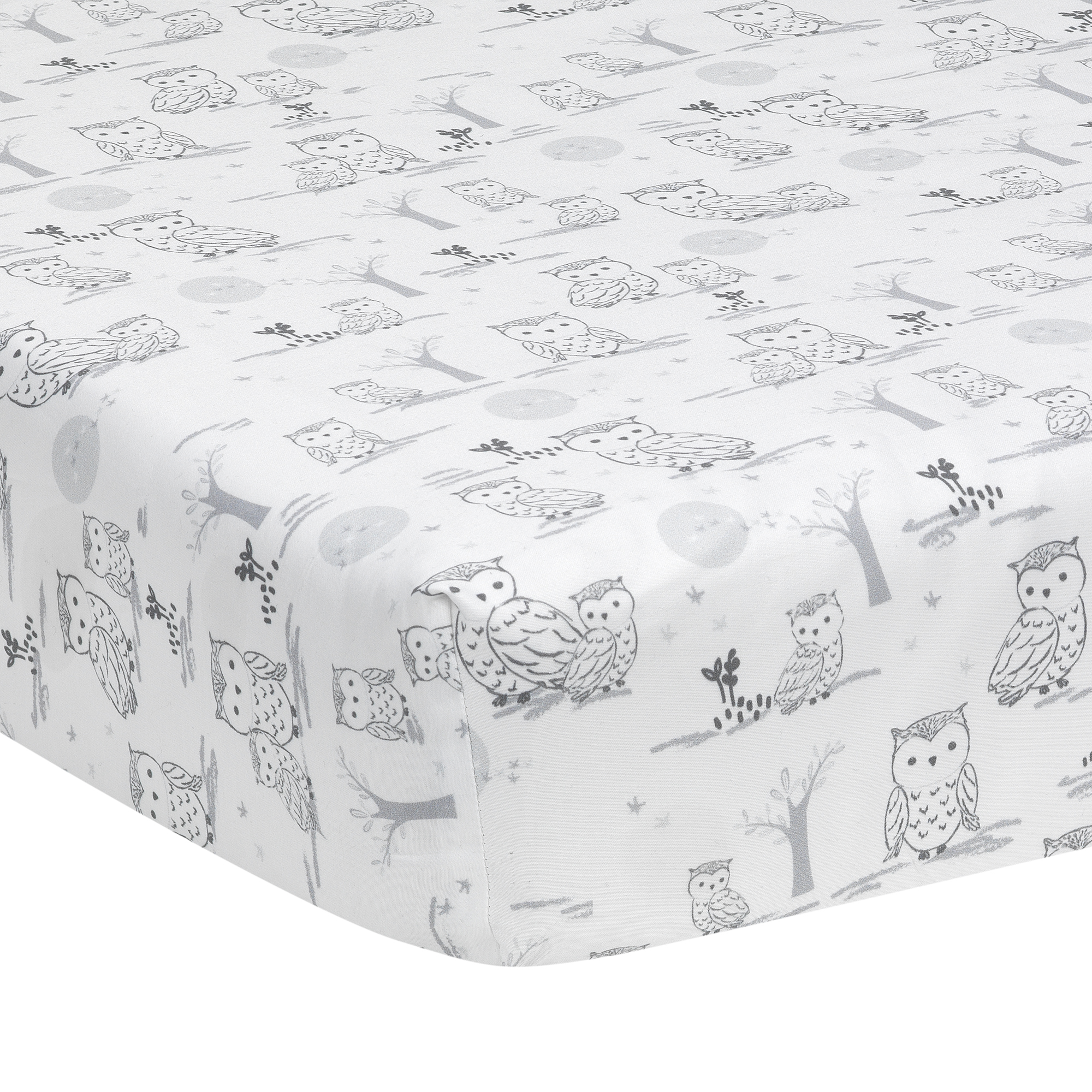 Lambs & Ivy Luna White/Gray Celestial Owl 4-Piece Nursery Baby Crib Bedding Set - image 4 of 9