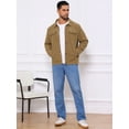 thumbnail image 2 of DARING DIVA Men's Solid Long Sleeve Button Pockets Corduroy Trucker Jacket S Brown, 2 of 7