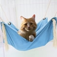 thumbnail image 2 of Hamaca para gatos, hamaca transpirable para mascotas, cama colgante para gatos con mosquetones y borlas de metal, hamaca colgante para gatos (azul claro), 2 of 4
