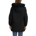 thumbnail image 4 of Breezora Women's Winter Mid Length Insulated Jacket Cozy Lined Large Collar Quilted Outerwear Coat L Size Black, 4 of 8