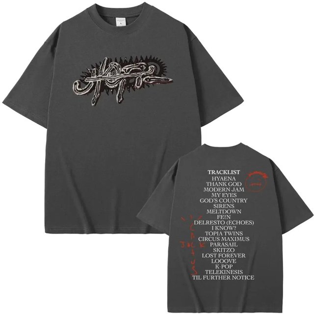 Camiseta de algodón puro para hombre, ropa de calle informal de gran tamaño con gráficos de álbum UTOPIA, rapero Cactus Jack, Hip Hop4
