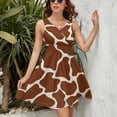 thumbnail image 3 of Giraffe Pattern Dress Fashion Beach Long Dresses Female Party Printed Sundress, 3 of 7