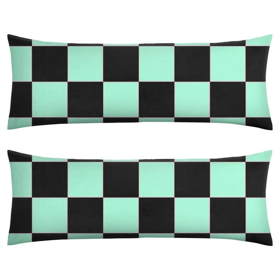Checkered Body Pillow Cover 20x54 - Breathable Long Pillowcase with Hidden Zipper, Vintage Plaid Pillow Slipcover for Adults, Maternity & Decor