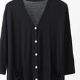 thumbnail image 5 of Blmnix Bamboo Nightgowns Nightgowns for Women Button Down Nightgown Nightshirts Nightshirt Below-the-Knee V-Neck Black 3/4 Sleeve Moo Moos for Women Nightgown, 5 of 6