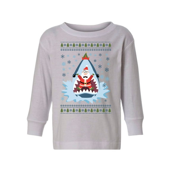 Awkward Styles Christmas Long Sleeve Shirt for Boys Girls Toddler Xmas Santa in Shark Shirt