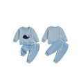 thumbnail image 2 of Miaouyo Toddler Baby Boys Fall Clothes Set 3 6 12 18 24 Months 2T 3T Fashionable Long Sleeve Whale Embroidery Striped Pullover with Solid Color Pants Outfits, 2 of 9