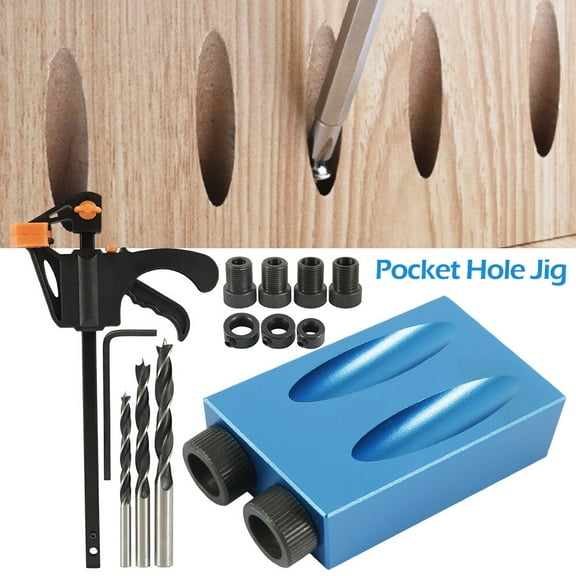 15Pcs Pocket Hole Jig Kit 6/8/10mm Angle Drill Guide Set Woodwoorking Tool Hole Puncher Locator Jig Drill Bit Carpentry Tools