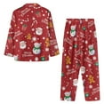 thumbnail image 4 of SCRAWLGOD Merry Christmas Gingerbread Man Santa Claus Mens Polyester Pajama Set with Pockets, Long Sleeve Button Down Pajama Set for Men, Men's Sleepwear, Notch Collar Casual Loungewear, XS, 4 of 6