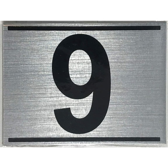 APARTMENT NUMBER NINE (9) SIGN - -BRUSHED ALUMINUM (2.25X3)