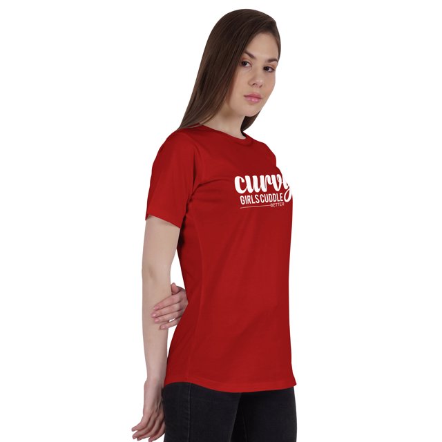 Inkmeso T-Shirt Graphique pour Femmes avec Citation "Curvy Girls Cuddle Better"