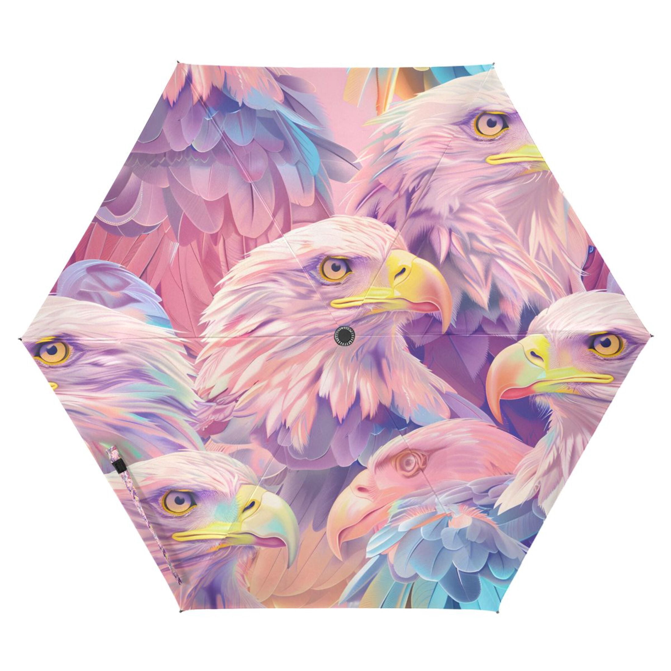 Compact Sun Umbrella Windproof Travel Umbrellas for Rain Strong Portable UV Protection Soft Color Eagle Head
