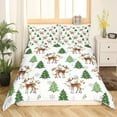 thumbnail image 4 of Christmas Sheet Set Queen Size 3 Pieces Reindeer Green Christmas Tree Fitted Sheet Deep Pocket Soft Microfiber Bed Sheets and Pillowcase for Winter, 4 of 5