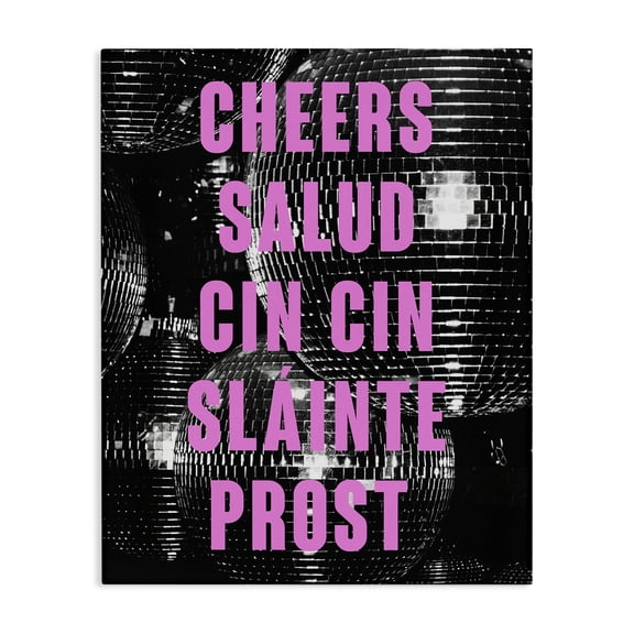 Stupell Industries Cheers Various Languages Food & Beverage Painting Wrapped Canvas Art Print Wall Art, 16 x 20