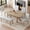 1: Light Gray,Natural, variant on Harper & Bright Designs Farmhouse Expandable Dining Table Set, 6 Pieces Wood Kitchen Table Set with Removable Leaf and Upholstered Dining Chair and Bench, Brown+Ivory