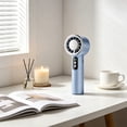thumbnail image 7 of FEOLGEHLY Portable Handheld Fan With Cool Function, USB Rechargeable Mini Fan With LED Digital Display, 5 Speed Adjustable, Energysaving Low Noise for Office Travel Outdoor Home (Blue), 7 of 7