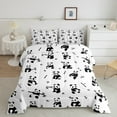 thumbnail image 2 of Manfei Cartoon Panda 2pcs Bedding Comforter Set,Black White Twin Comforter Sets,Botanical Plants Breathable Bedding Set,Ultra Soft Animal Home Decor,Reversible, 2 of 8