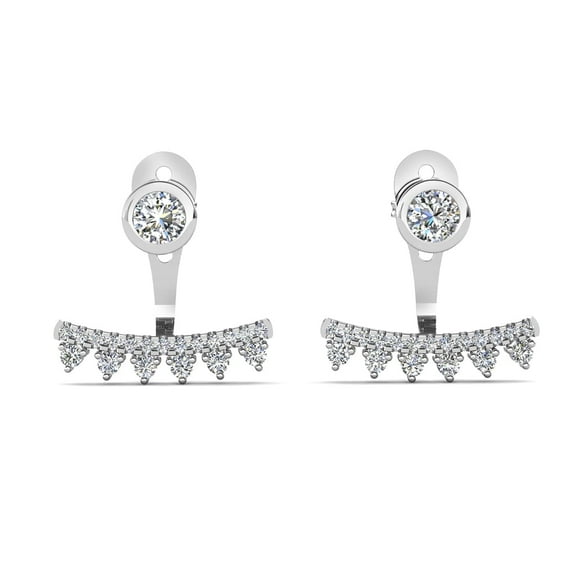 Cate & Chloe Stephanie Sterling Silver Stud Earrings with Simulated Diamond Crystals Gift for Women