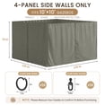 thumbnail image 6 of Snubbull Gazebo Curtains Replacement for 10x10ft Gazebo, 4 Panels Waterproof Outdoor Privacy Sidewalls with Zippers & Tiebacks, Patio Canopy Curtains for Backyard, Grey, Only Curtain, 6 of 11
