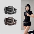 thumbnail image 4 of Y2k Punk Star Rivet Belt Fashion Jeans Belts with Buckle Western Cowgirl Waist Belt Men's and Women's PU Leather Waistband, 4 of 9