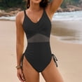 thumbnail image 2 of uikmnh Women's Solid Color One Piece Swimsuit with Mesh & Adjustable Straps Size:S, 2 of 9