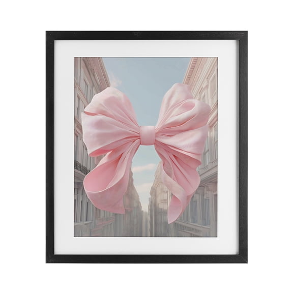 Stupell Industries Pink Bow over City Street Black Framed Print Under Glass, design by The Prints Vibe