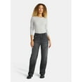 thumbnail image 2 of Time and Tru Women's High Rise Straight Jeans with Carpenter Details, 30" Inseam, Sizes 0-20, 2 of 5