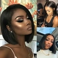 thumbnail image 2 of Adakot Black Wigs for Women Lace Front Wigs Human Hair Pre Plucked 8Inch Short Straight Bob Wig, 2 of 6