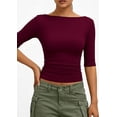 thumbnail image 5 of PRETTYGARDEN Womens Summer Short Sleeve Tops Boat Neck Ribbed Knit Slim Fit T Shirt Casual Basic Top Spring Clothes, 5 of 10