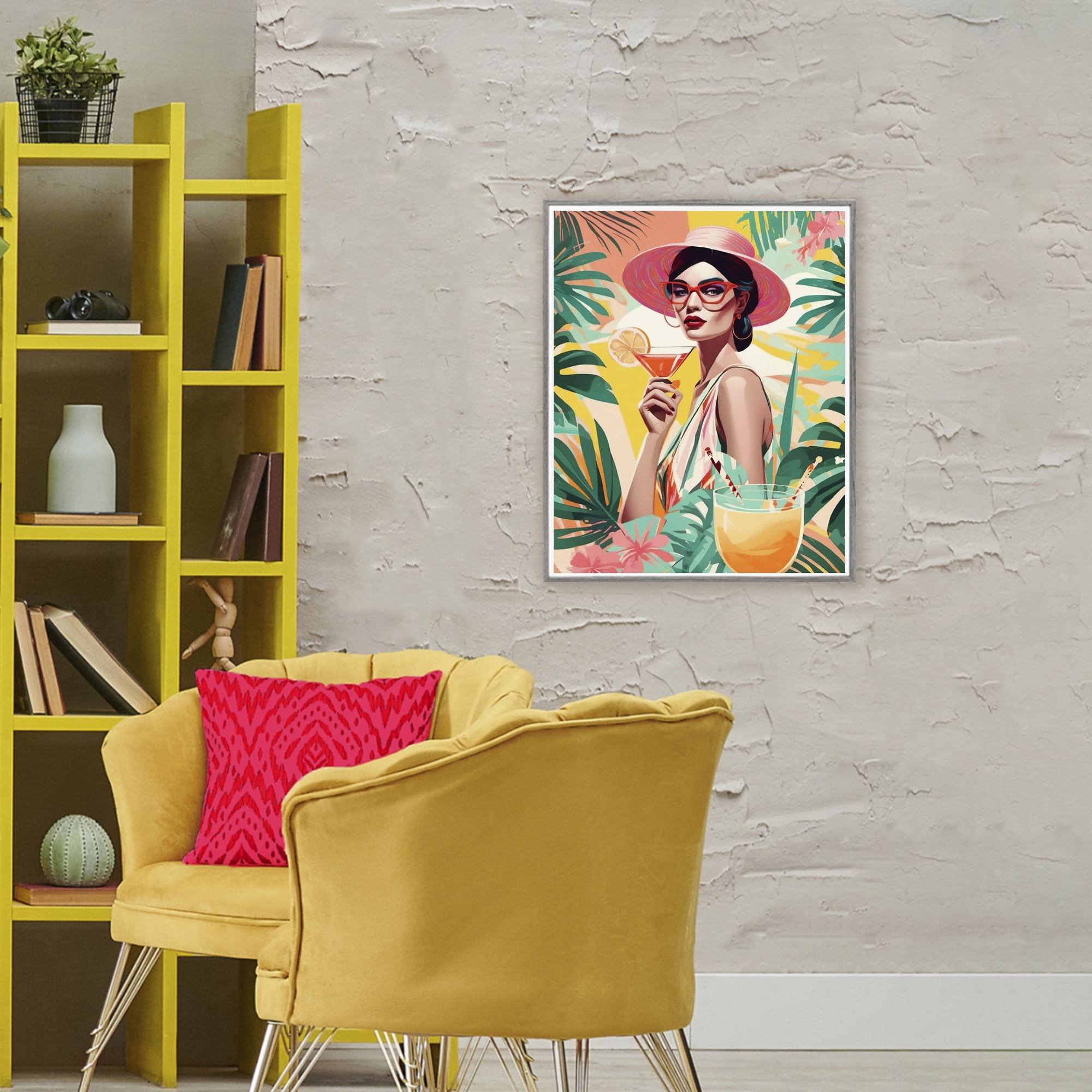 Stupell Industries Exotic Summer Cocktail Gray Framed Giclee Art, design by Tabz Jones
