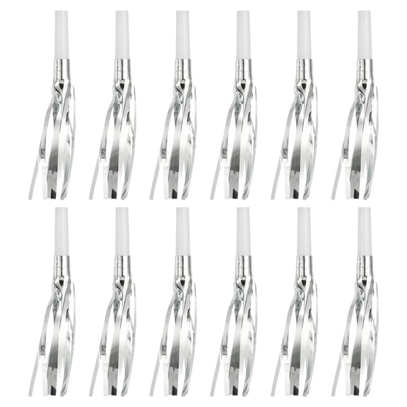 Uxcell 48 Pcs Fringed Noise Makers, Metallic Fringe Party Blowers Party Favors for Sports Events Birthday Parties Graduation Ceremonies Christmas New Year Gift Decorations, Silver Tone