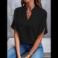 thumbnail image 3 of Blusa de para Mujer, Cuello en V, Estilo Túnica Elegante. Negro XL, 3 of 5