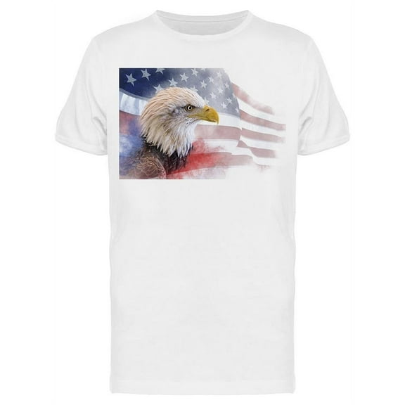 American Flag Bald Eagle Face T-Shirt Men -Image by Shutterstock, Male Medium