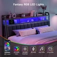 thumbnail image 2 of ROGALIS Queen Size Upholstered Headboard with 2-Tier Storage Shelf, RGB LED Light, Power Outlets & USB Ports, Height Adjustable, Brown & Grey, Headboard Only, 2 of 7