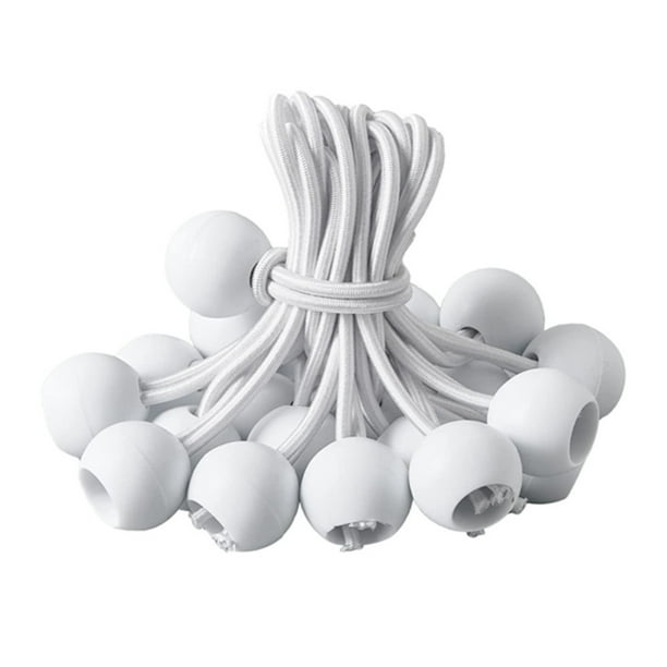 VIEGINE 50 Pack Bungee Ball Cords Heavy Duty White Stretch Rope with