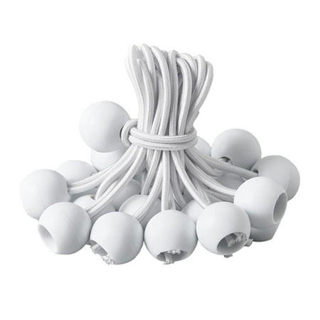 

Sofullue 50 PCS Bungee Cords with Balls White Bungie Cord Balls Heavy Duty Tie Down Strap Cord for Camping Shelter Tent Poles