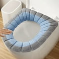 thumbnail image 5 of Thicker Bathroom Toilet Seat Cover Pads Household Four Seasons Universal Toilet Seat Thickened With Handle Winter Toilet Ring Washable Sets Wear Knitted Toilet Seat (Blue), 5 of 9